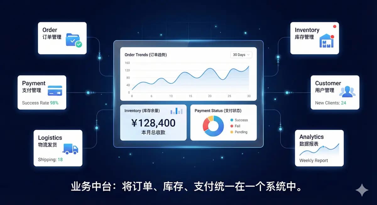 业务中台订单库存支付一体化管理系统